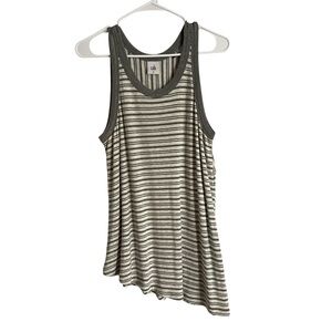 Cabi 5394 Striped Assymmetrical Knit Tank Top Tunic Grey Sz M
